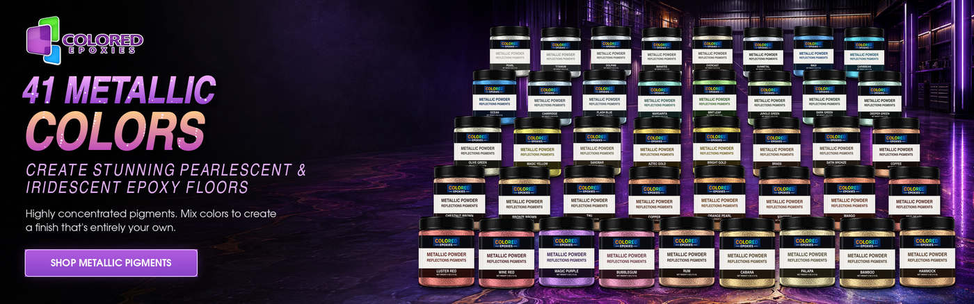 Colored Epoxies — 41 Metallic Colors: pearlescent and iridescent metallic pigments for epoxy floors