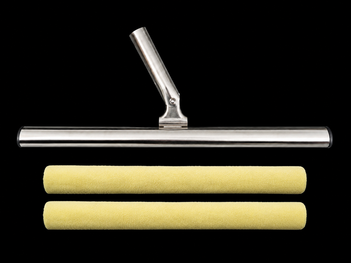 T-Bar epoxy applicator with yellow roller for metallic epoxy coatings