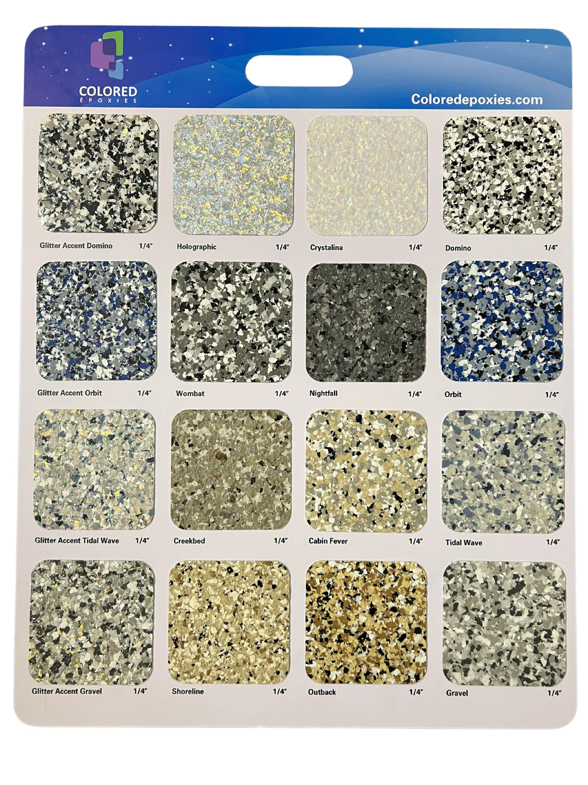 Colored Epoxies Flake Customer Display Board