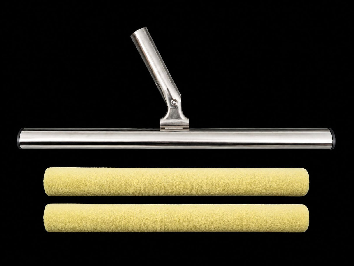 T-Bar epoxy applicator with yellow roller for metallic epoxy coatings