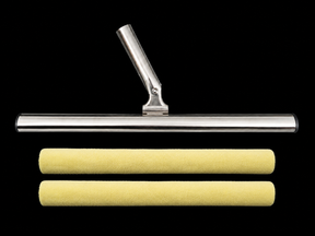 T-Bar epoxy applicator with yellow roller for metallic epoxy coatings