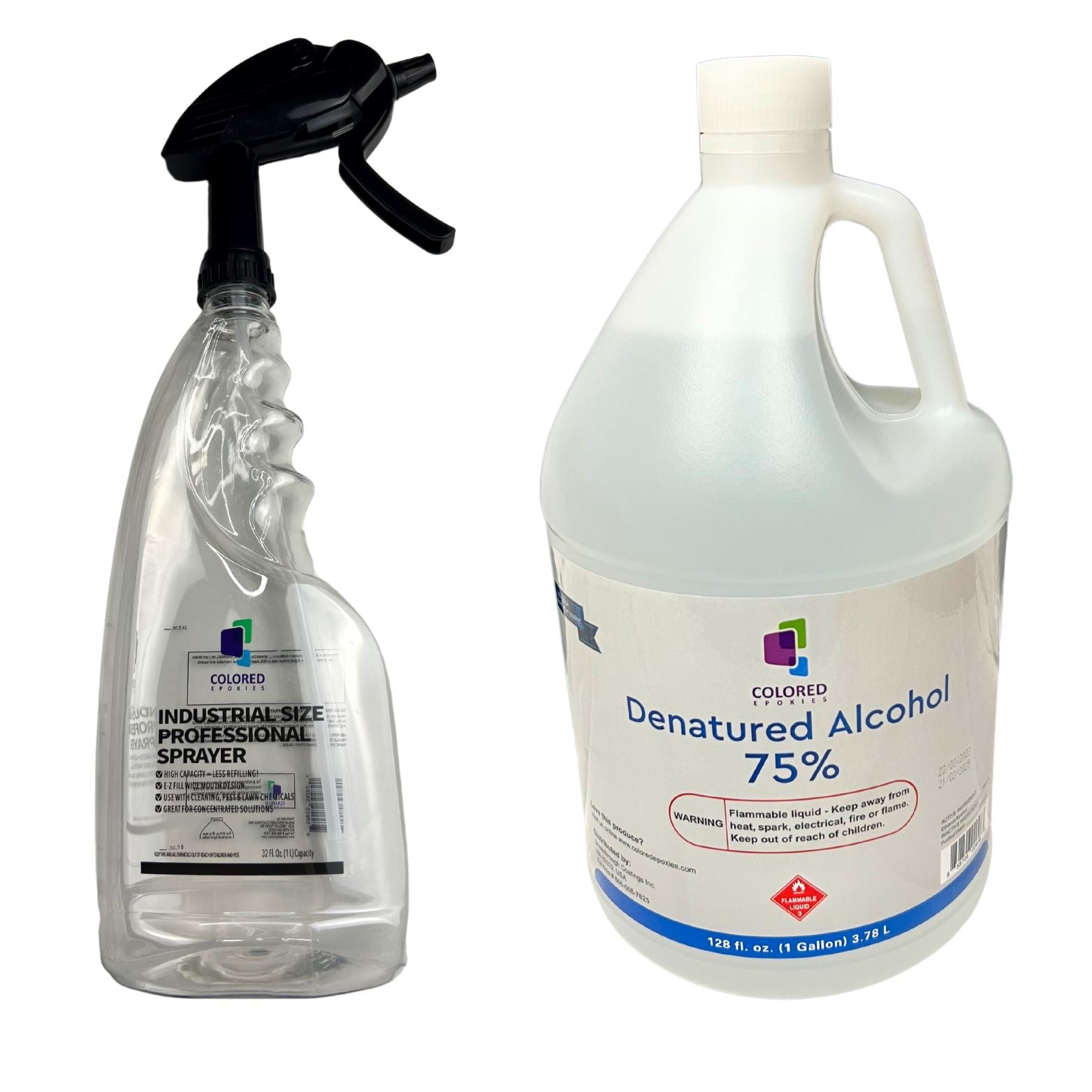 1 Gallon 75% Denatured Alcohol and 1 Spray bottle - Coloredepoxies