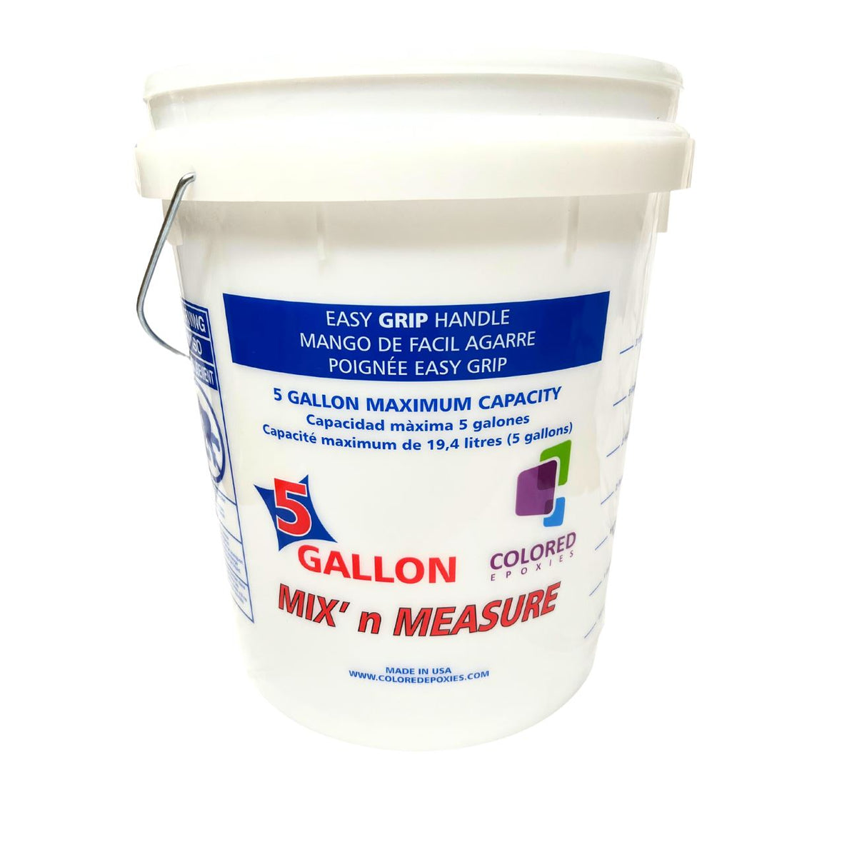 Colored Epoxies 5-Gal. Clear Measure Multi Mix Bucket