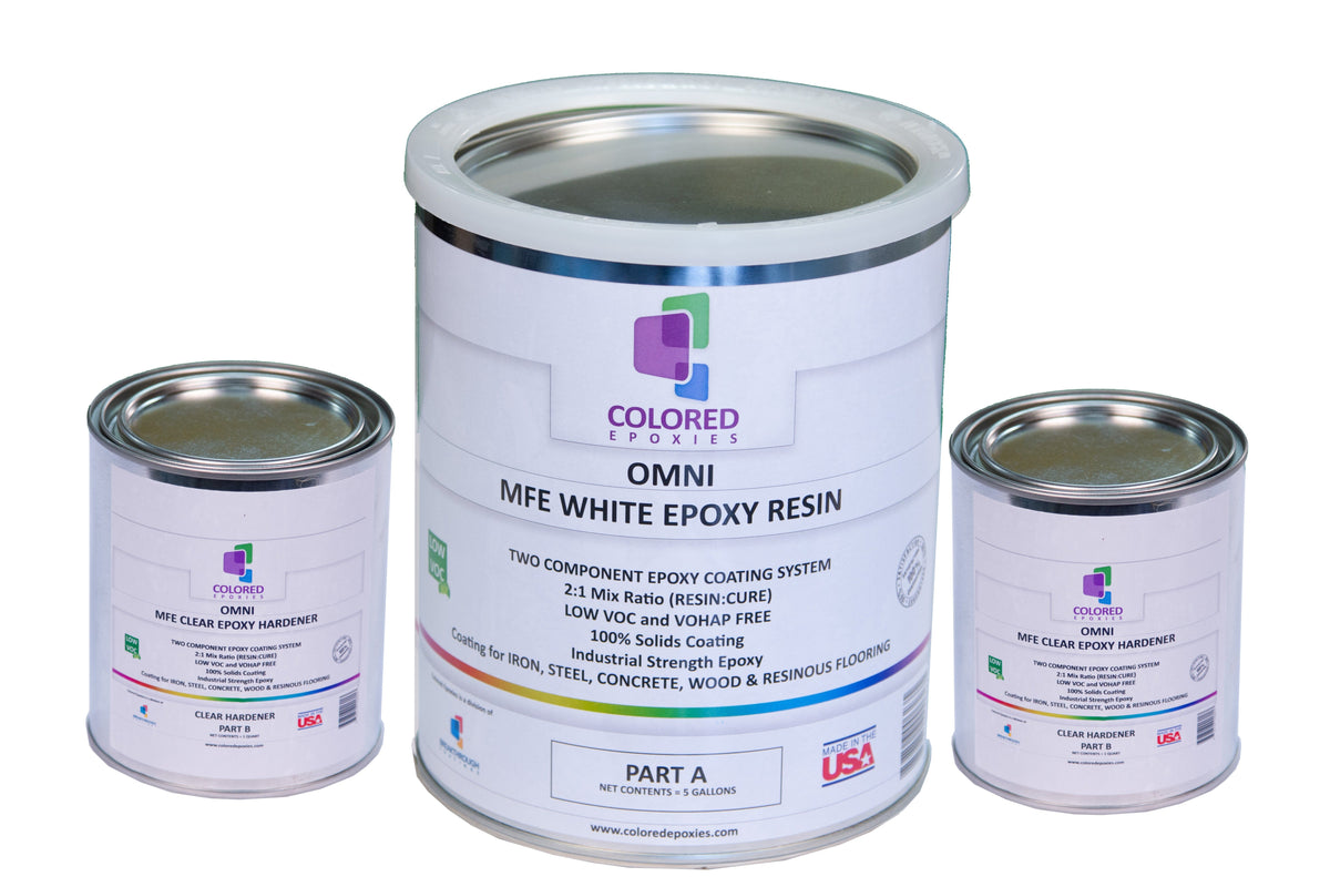 Coloredepoxies 10013 White Epoxy Resin Coating Made with Beautiful and Vibrant Pigments 100% Solids for Garage Floors Basements Concrete and Plywo
